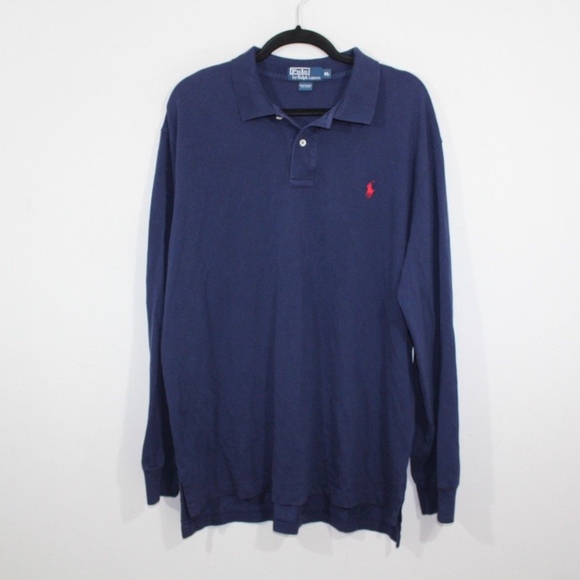 ralph lauren long sleeve polo navy blue